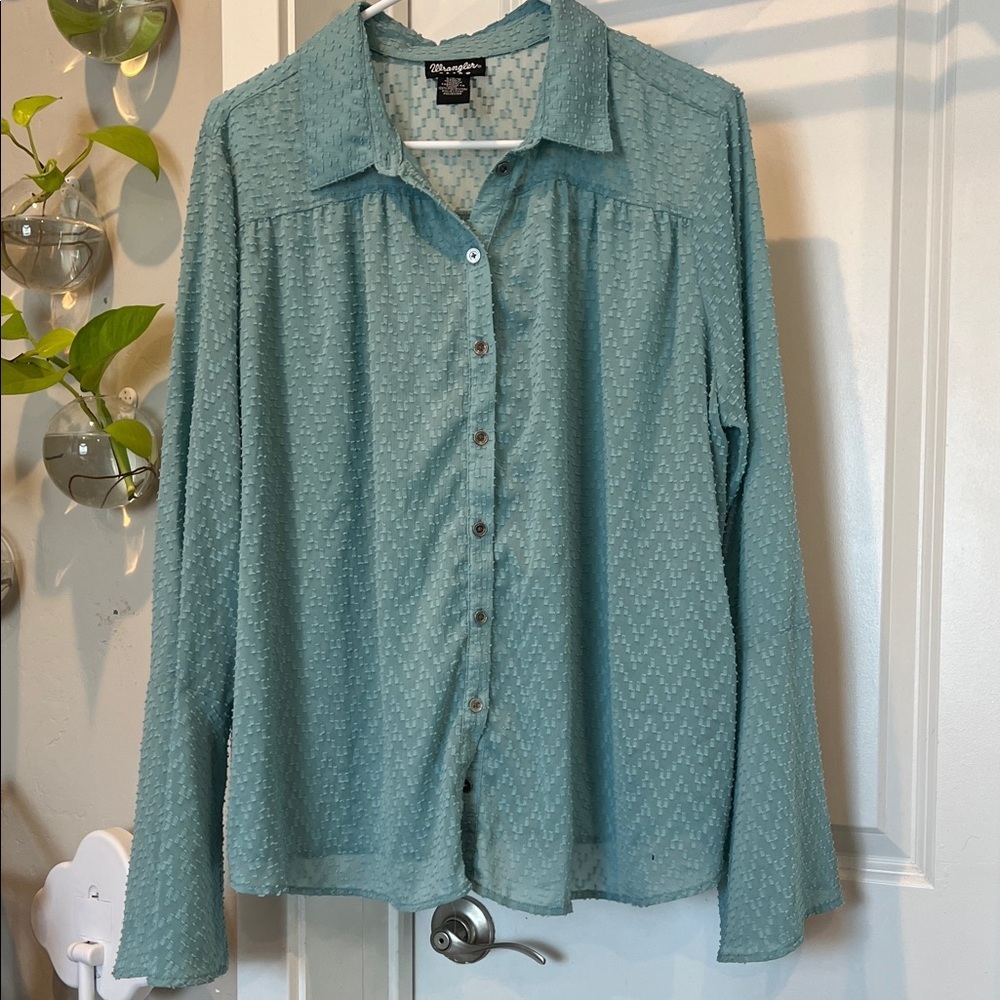 Wrangler Retro Teal Textured Button-Down Shirt